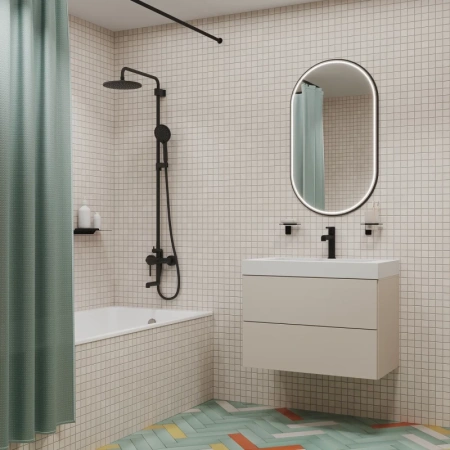 душевая система iddis aiger aigbl3fi06 228 мм, со смесителем, черный матовый