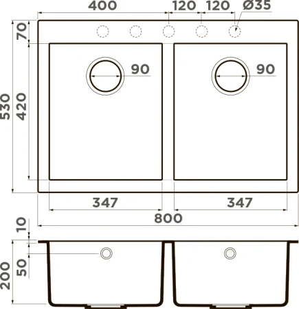 мойка кухонная omoikiri bosen 80-2-bl черная
