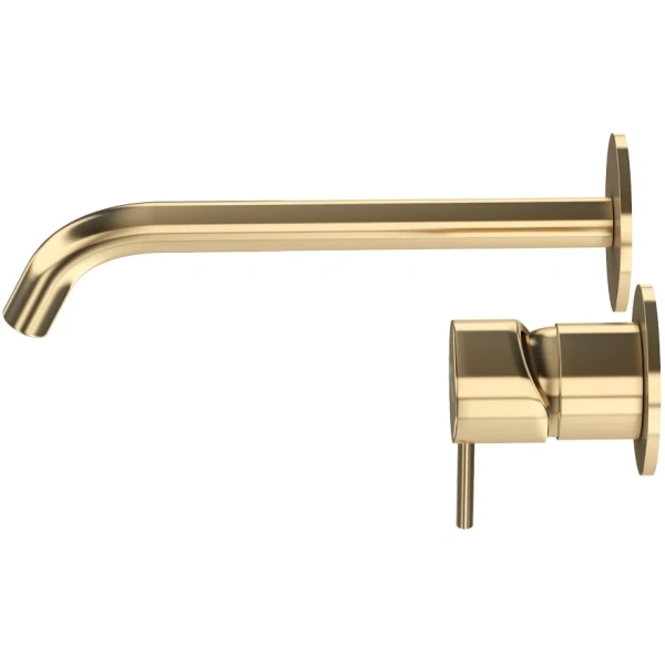 смеситель для раковины cezares leaf leaf-bli2-l-sr coolstart, встраиваемый, с донным клапаном, золотой матовый