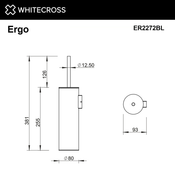 Ершик для унитаза Whitecross Ergo ER2272BL настенный, черный мат