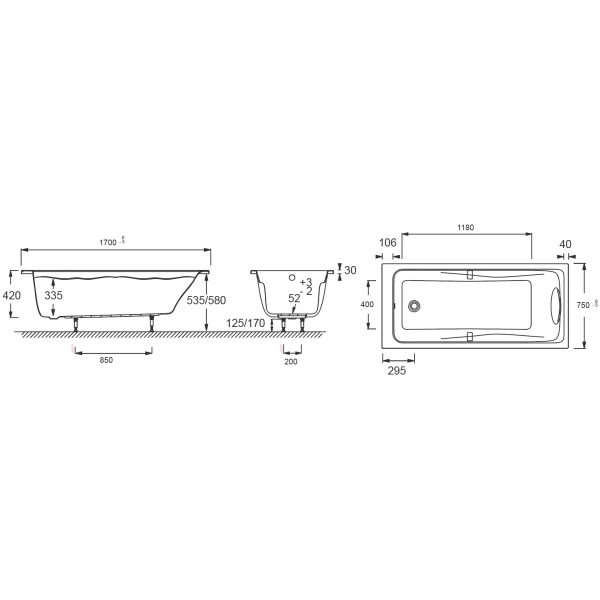 акриловая ванна jacob delafon odeon up e60491ru-00 (gm) 170x75 см, цвет белый