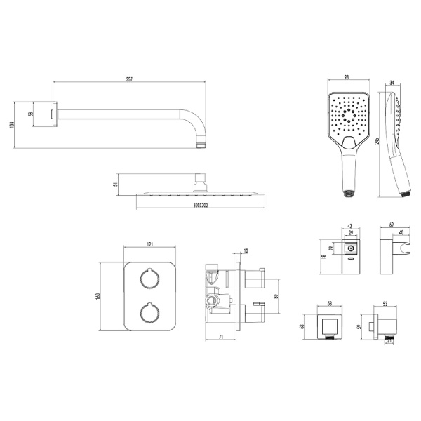 душевая система lemark yeti lm7849с с термостатом хром