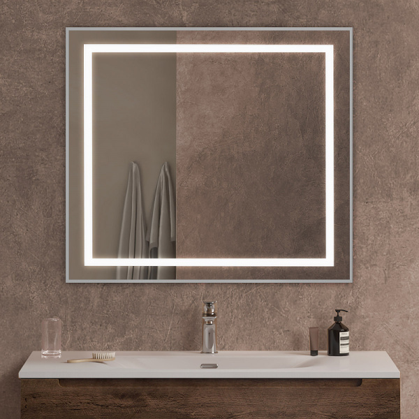 зеркало belbagno kraft 90 spc-kraft-900-800-sens-al с подсветкой сатин с сенсорным выключателем