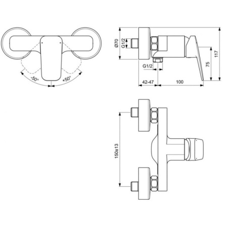 cмеситель для душа ideal standard ceraplan bd250aa