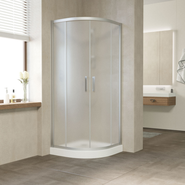 душевой уголок vegas glass zs 80 07 10 профиль матовый хром, стекло сатин