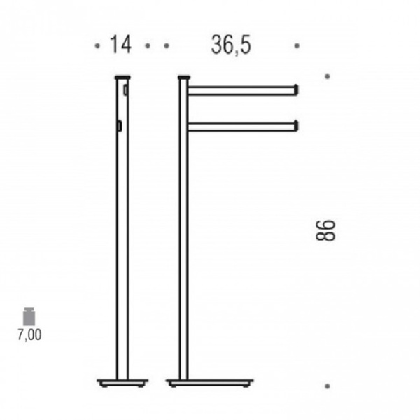 Напольная стойка с двойным п|держателем Colombo Design Units B9103.NM, h 86 см, черный матовый