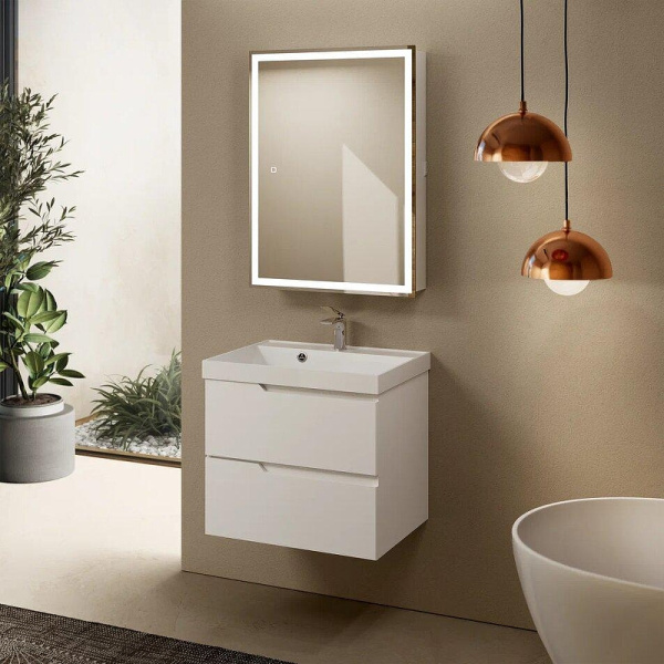 тумба под раковину aquame s3 60 aqm900360wh подвесная цвет белый глянцевый