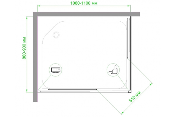 душевой уголок royal bath hpd 110×90 rb9110hpd-t-bl профиль черный, стекло прозрачное