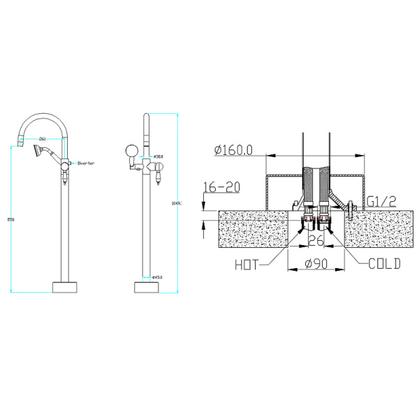 смеситель для ванны boheme medici 309 бронза