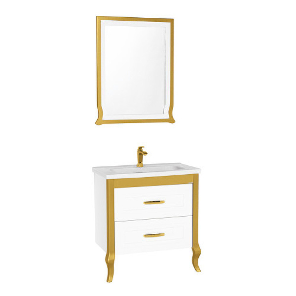 тумба с раковиной creavit karen 80 kn0080.01.ba+id080 белая, золото