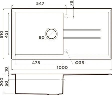 мойка кухонная omoikiri tedori 100-pl платина