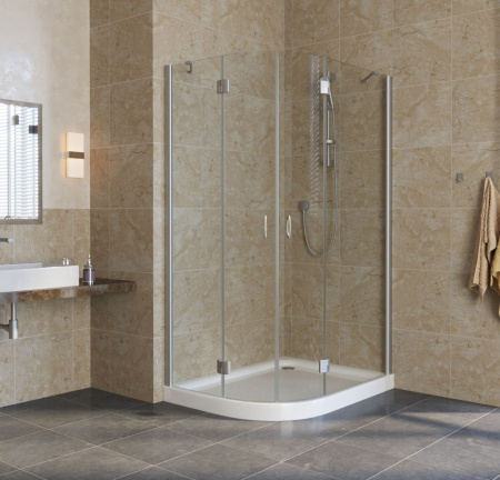 душевой уголок vegas glass afs-fux 110*90 07 01 профиль матовый хром, стекло прозрачное