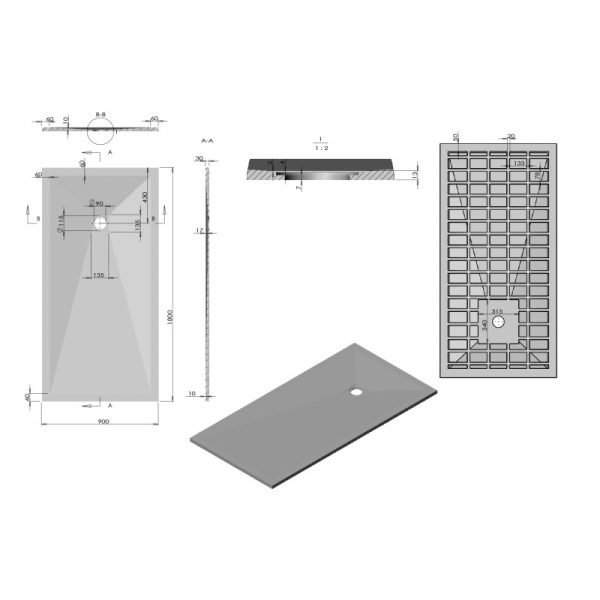 душевой поддон из литого мрамора 180×90 см vincea vst-4sr9018w