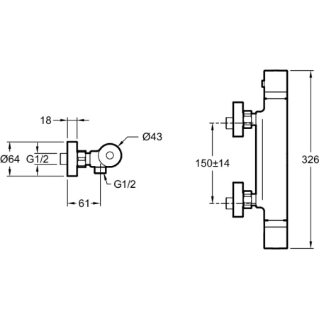 смеситель для душа jacob delafon rivoli e24324-cp с термостатом, хром