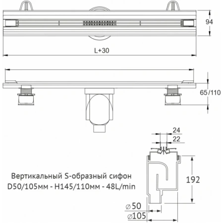 душевой лоток berges super slim 800 095054 с черной матовой решеткой