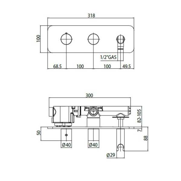 смеситель с термостатом bossini oki z005350.030, цвет: хром