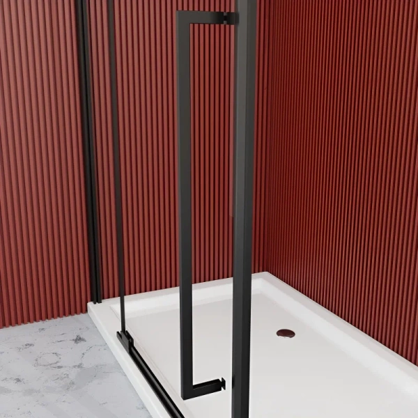душевой уголок, душевое ограждение esbano art esa-90kv-gm 90х90 см с распашной дверью, квадратный, профиль оружейная сталь (gun metal), стекло прозрачное 6 мм, без поддона