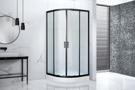 душевой уголок royal bath нк 90×90 rb90hk-c-bl профиль черный, стекло матовое