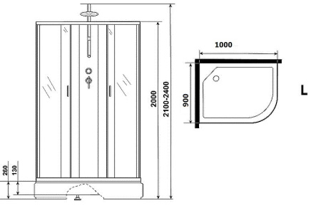 душевая кабина niagara classic 100х90 l ng-33094-14lbktg с гидромассажем