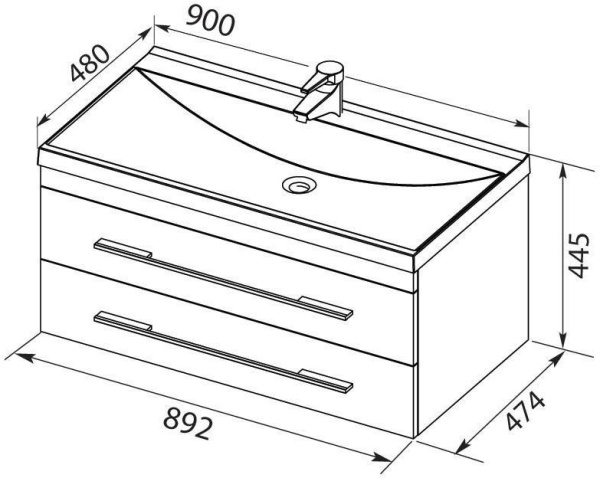 тумба с раковиной aquanet верона 00287675 90 белый (подвесная 2 ящика)