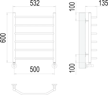 полотенцесушитель водяной terminus виктория п6 500x600 4670078530080