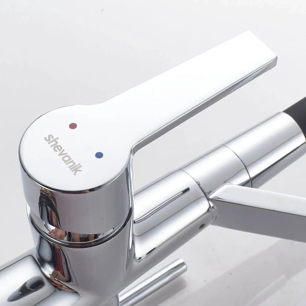 смеситель для кухни shevanik s278 с подключением к фильтру, гибким изливом, хром