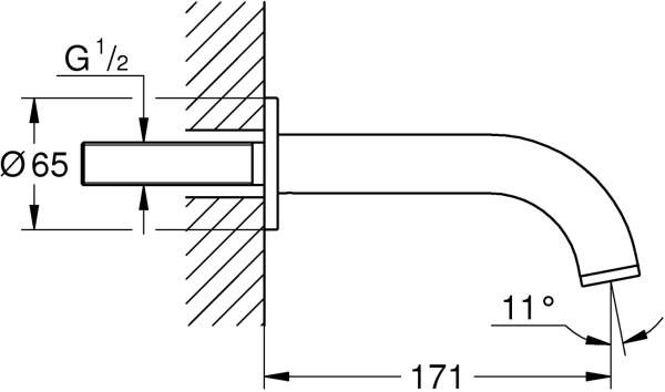 излив grohe atrio new 13139003 для ванны,вынос 17 см, хром