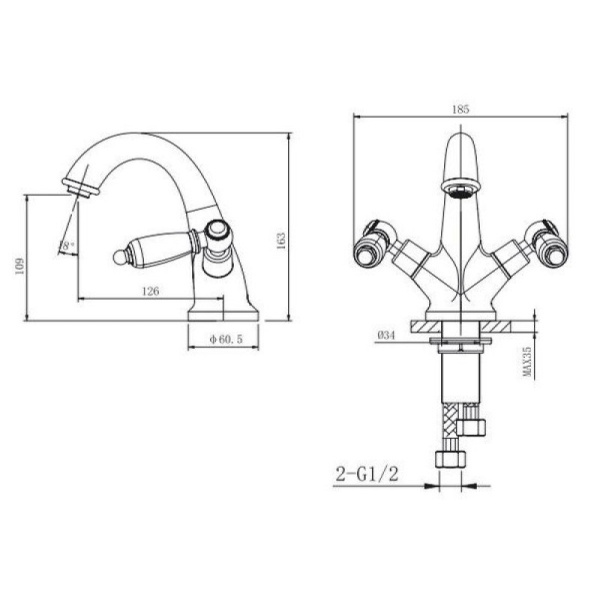 смеситель для раковины с донным клапаном caprigo adria classic black edition 03b-520-crm