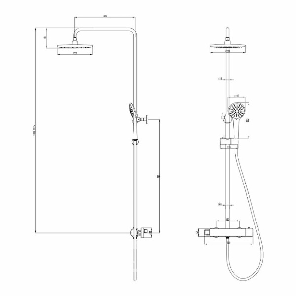 душевая система lemark bronx lm3770bl с термостатом черная