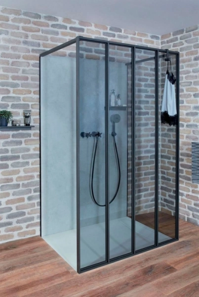 душевая стенка jacob delafon nouvelle vague 30 e94wi30-b1 профиль черный, стекло прозрачное
