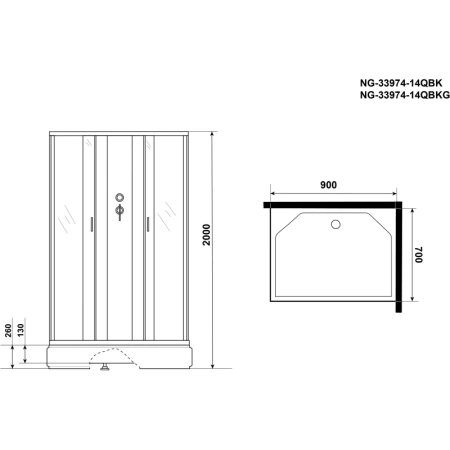 душевая кабина niagara classic 90x70 ng-33974-14qbkg с гидромассажем