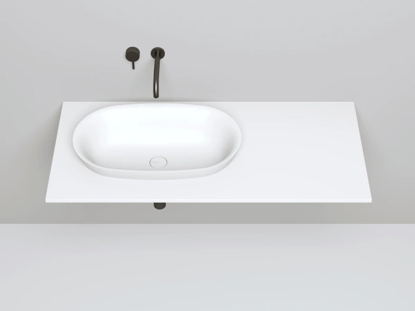 раковина salini marea 01 1802201m полувстраиваемая, 64.5x38.7 см, из искусственного камня s-stone, белая матовый