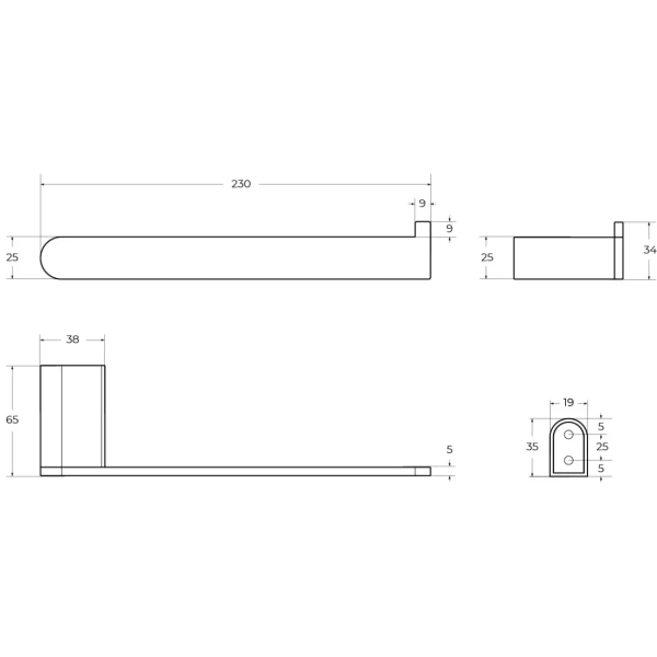 Полотенцедержатель Cezares Stylus STYLUS-TH02-01 23 см, хром