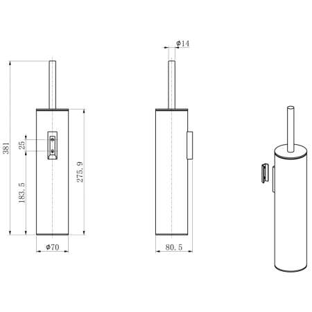 ёршик wonzon & woghand ww-v4601-gm настенный, темный графит матовый