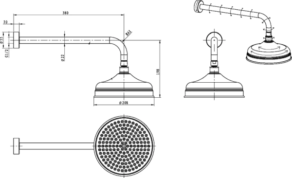 верхний душ boheme brillante 412 хром