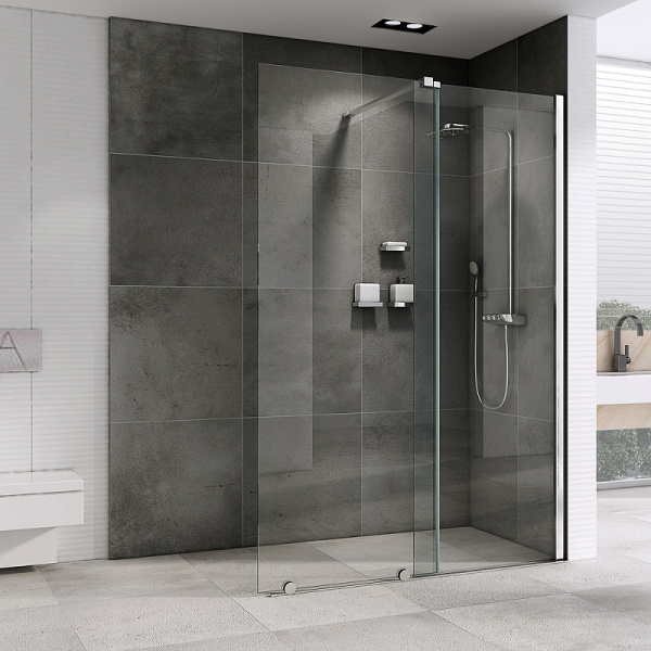 душевая перегородка abber komfort 120 ag09120 профиль хром, стекло прозрачное