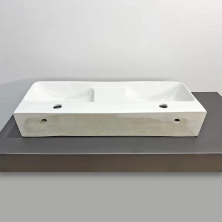 раковина ceramalux 78694 накладная / подвесная, 80.5x30.5 см, двойная, белая