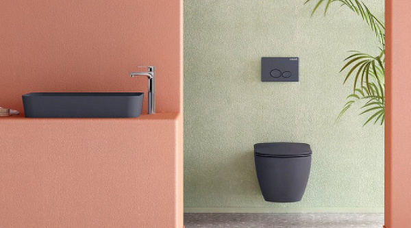 унитаз биде подвесной creavit free fe322-00sm00e-0000 безободковый, без сиденья, черный матовый