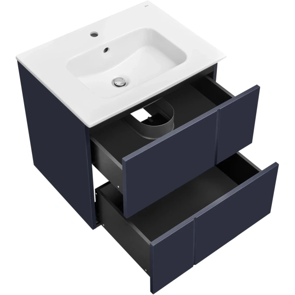 тумба под раковину roca luna zru9307766 58,6 см, подвесная, синий матовый