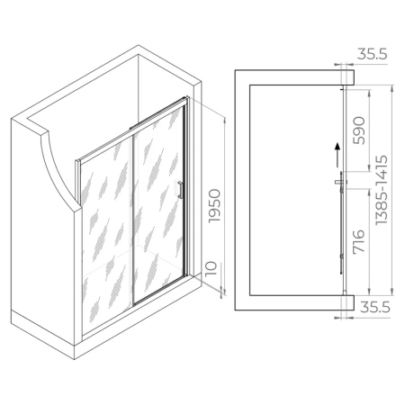 душевая дверь в нишу rgw passage pa-017 140х195, профиль хром