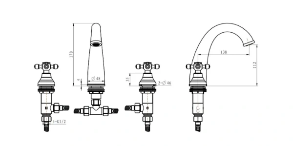 смеситель для раковины boheme tradizionale oro 297 золото