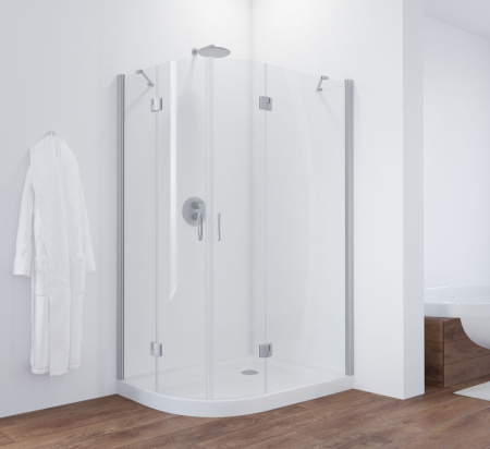 душевой уголок vegas glass afs-f 120*110 07 01 профиль матовый хром, стекло прозрачное