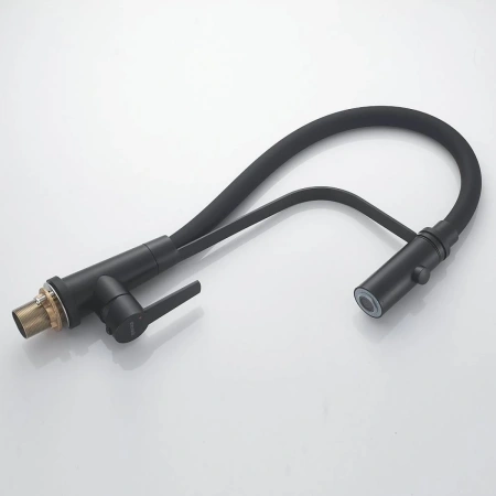 смеситель для кухни shevanik s943h-3 с гибким изливом, черный матовый