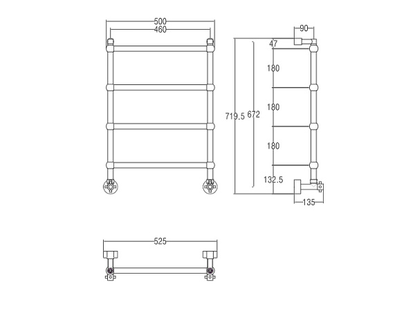 полотенцесушитель водяной margaroli sereno 442ts4604cr, высота 71.95 см, ширина 52.5 см