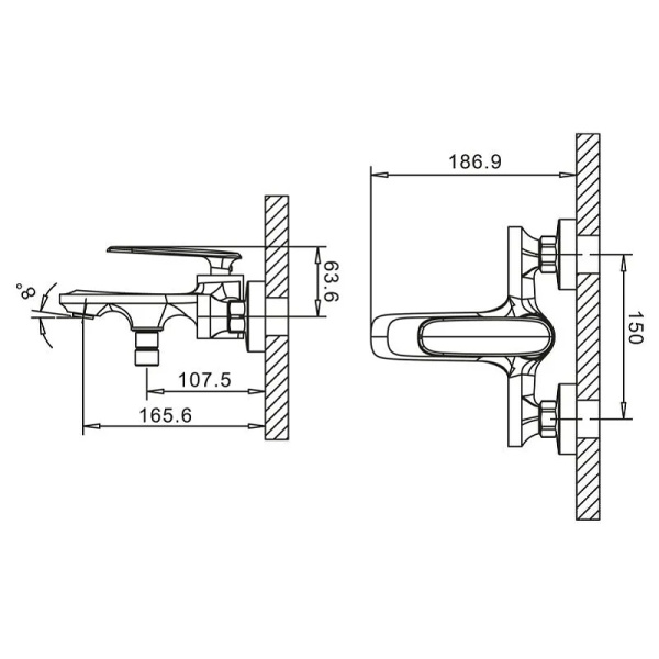 смеситель для ванны belbagno gello gel-vasm-crm хром