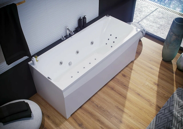 акриловая ванна aquatek альфа 170x70 alf170-0000047 без гидромассажа с фронтальной панелью с каркасом (разборный) со слив-переливом (слева)