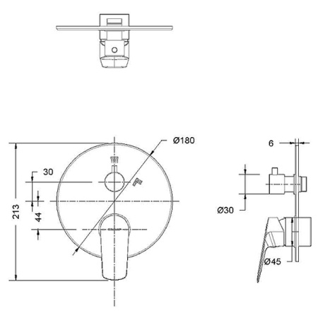смеситель bravat rhein pb8429564bw-2-eng для душа, внешняя часть, черный матовый
