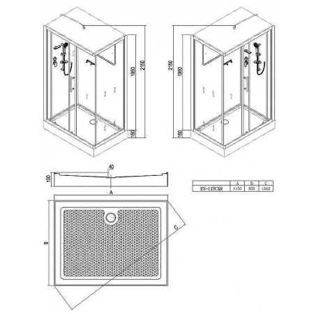 душевая кабина esbano es-118 ckr