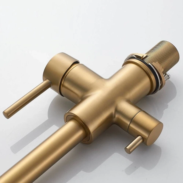 смеситель для кухни shevanik s228g с подключением к фильтру, золотой матовый