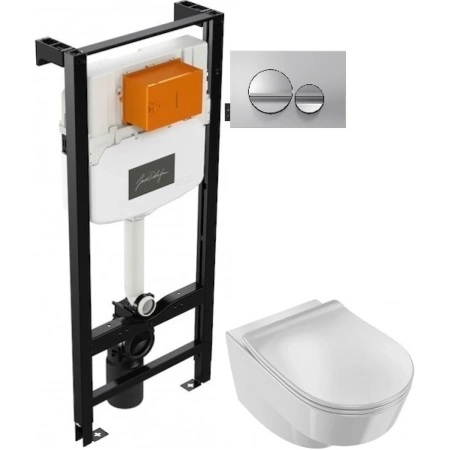 Комплект унитаза с инсталляцией Jacob Delafon Odeon Rive Gauche E21745RU-00 с сиденьем микролифт и клавишей смыва Хром 275864